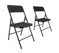 Chaises pliantes noires - Lot de 2 chaises pliables de jardin - Structure en Ac