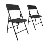 Chaises pliantes noires - Lot de 2 chaises pliables de jardin - Structure en Acier - 150 kg - Fêtes - réceptions - pique-nique
