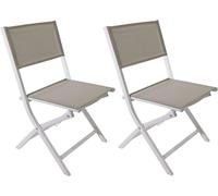 Chaises pliantes Rebecca Mobili Ilomba 84x48x57 Aluminium Polyester Blanc Beige Moderne SET 2 pièces Monté