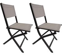 Chaises pliantes Rebecca Mobili Murici 84x48x57 Aluminium Polyester Gris foncé Beige Moderne SET 2 pièces Monté