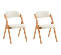 Chaises pliantes rembourrées - SOBUY - Lot de 2 - Blanc - 47.5x59x77 cm - Bois de hêtre et peuplier - Capacité 120 kg