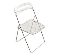 Chaises pliantes transparentes, chaises de salon en acrylique avec dossier creux incurvé, cadre galvanisé, mobilier de jardin extérieur, design clair, élégant et durable