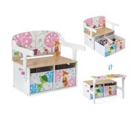 Chaises Pour Enfants - Costway - Convertible À Ensemble Table Et Banc - Fonction De Rangement - Blanc Multicolore