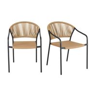 Chaises professionnelles en acier gris anthracite et beige (x2) 66x79.5x57cm Noir