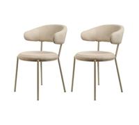 Chaises Rebecca Mobili Alamanda 80,5x47,5x57,5 Tissu Polyester Acier Beige Moderne ENSEMBLE 2 pièces