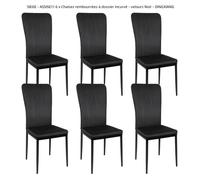 Chaises rembourrées à dossier incurvé - velours Noir - DINGXIANG - Lot de 6 - Salle à manger