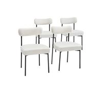 VEVOR Chaises Salle à Manger Bouclettes, Ensemble Chaises de Cuisine Sherpa 4 Pièces, avec Dossier Incurvé et Pieds en Métal, Meuble d’Appoint Moderne Peu Encombrant, pour Table à Manger, Blanc