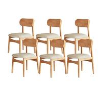 Chaises Salle à Manger En Bois Massif Dossiers Salle à Manger Chaise Cuisine Dossier En Bois Massif D'Une Seule PièCe Mousse à Haute Densité Et Rebond AdaptéEs aux Restaurants Et log + Beige White 6