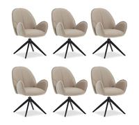 Chaise de Salle à Manger Lot de 6 Moderne Bou uir Beige Design Chaises de Cuisine Chaises pas Cher Fauteuils Rembourrée