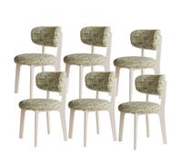 Chaises Salle à Manger Modernes Du Milieu Du SièCle Chaises Salle à Manger en Bois Coussin D'Assise en Tissu Amovible Cadre en ChêNe + Dossier Incurvé Convient aux Restaurants HôTels White + Green 6