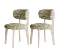 Chaises Salle à Manger Modernes Du Milieu Du SièCle Chaises Salle à Manger en Bois Coussin D'Assise en Tissu Amovible Cadre en ChêNe + Dossier Incurvé Convient aux Restaurants HôTels White + Green 2