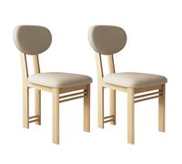 Chaises Salle à Manger RembourréEs Modernes Chaise Salle à Manger Au Dossier Incurvé Style Milieu SièCle Design Aux Angles Arrondis Mousse Haute Densité pour La Cuisine Et Le Sal Wood + Light Khaki 2
