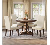 Chaises Salle à Manger - VASAGLE - Lot de 4 - Dossier Haut - Assise Épaisse - Blanc Crème