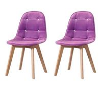 Chaises scandinaves - ALEXIA - Lot de 2 - Velours violet - Pieds en bois massif - 53 x 46 x 83 cm
