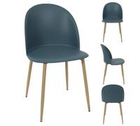 Chaises scandinaves Bergen bleu canard - HOME DECO FACTORY - Lot de 2 - Métal - Plastique - Résine