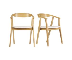 Chaises scandinaves design blanc et bois clair (lot de 2) BAHIA