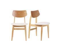 Chaises scandinaves en bois clair et tissu effet laine bouclée blanc (lot de 2) ELION
