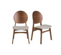 Chaises scandinaves en bois foncé et tissu gris clair (lot de 2) ELTON