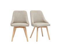 Chaises scandinaves en tissu chenille beige et bois clair (lot de 2) HASTA