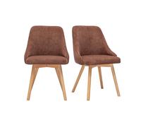 Chaises scandinaves en tissu chenille terre brûlée et bois clair (lot de 2) HASTA