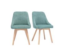 Chaises scandinaves en tissu chenille vert céladon et bois clair (lot de 2) HASTA