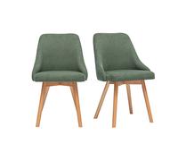 Chaises scandinaves en tissu chenille vert kaki et bois clair (lot de 2) HASTA