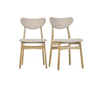 Chaises scandinaves en tissu effet laine bouclée beige et bois clair chêne massif (lot de 2) MAYA