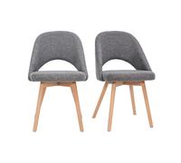 Miliboo - Chaises scandinaves en tissu effet velours texturé gris et bois clair (lot de 2) COSETTE