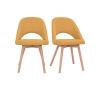 Chaises scandinaves en tissu effet velours texturé jaune moutarde et bois clair (lot de 2) COSETTE