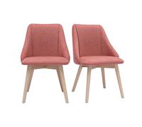 Chaises scandinaves en tissu effet velours texturé terracotta et bois clair (lot de 2) HIGGINS