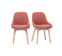 Chaises scandinaves en tissu effet velours texturé terracotta et bois clair massif (lot de 2) HOLO