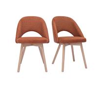 Miliboo - Chaises scandinaves en tissu effet velours texturé terre brûlée et bois clair (lot de 2) COSETTE