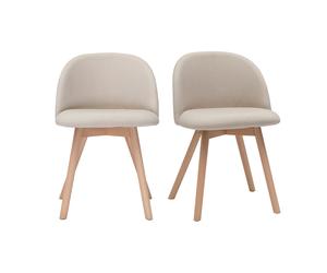 Chaises scandinaves en tissu naturel et bois clair massif (lot de 2) CELESTE