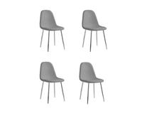 Chaises Scandinaves - Lot de 4 - Velours Gris - Pieds Métalliques Argent - Style Moderne - Salle à Manger