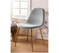 Chaises Scandinaves - Lot de 4 - Velours Gris - Pieds Métalliques Or - Style Moderne - Salle à Manger