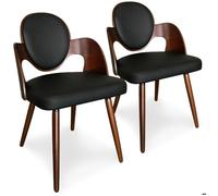 Chaises scandinaves MENZZO - Galway - Bois Noisette et Blanc - Lot de 2 - Confortable et chic