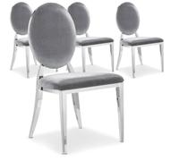 Chaises Sofia velours Argent - MENZZO - Lot de 4 - Gris - Métal - Contemporain - Design