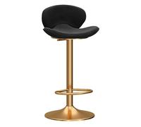 Chaises Tabouret de Bar pivotant et rembourré en Velours avec Dossier, Hauteur comptoir, Chaise Moderne réglable avec Pieds dorés for Cuisine, Maison, Bar, pub Comptoir(Svart)