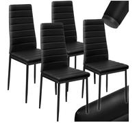 Chaises - TECTAKE - Ensemble 4 fauteuils de salle à manger THOMAS dossier ergonomique rembourrés et revêtement aspect cuir - Noir