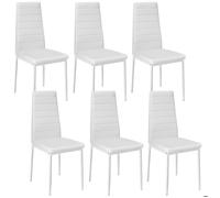 Tectake Lot de 6 chaises avec surpiqûre - blanc