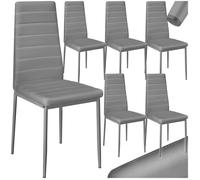 Chaises - TECTAKE - Ensemble de 6 fauteuils de salle à manger THOMAS Rembourré avec revêtement aspect cuir - Gris