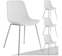 TecTake® Lot de 4 Chaises de Salle à Manger Chaise Coque Moderne Chaise Ergonomique Chaise Scandinave Pieds en Acier chromé Élégant Chaise pour Coiffeuse, Chambre, Salon, Dressing, Cuisine