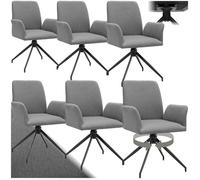 Chaises - TECTAKE - Lot 6 fauteuils DAYA pivotants 360° rembourrés avec tissu robuste 55,5 x 58 x 87 cm - Gris anthracite