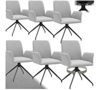 Chaises - TECTAKE - Lot 6 fauteuils DAYA pivotants 360° rembourrés avec tissu robuste 55,5 x 58 x 87 cm - Gris Clair