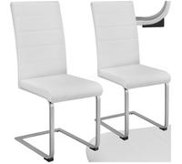 Chaises - TECTAKE - Lot de 2 chaises BETTINA rembourrées revêtement en cuir synthétique dossier ergonomique 41 x 52 x 99 cm - Blanc