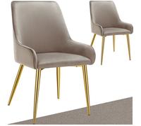 Chaises - TECTAKE - Lot de 2 chaises rembourrés AVANE aspect velours forme ergonomique et dossier haut - Taupe