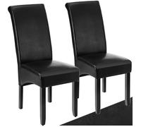 Chaises - TECTAKE - Lot de 2 fauteuils de salle à manger aspect cuir avec revêtement synthétique et forme ergonomique - Noir
