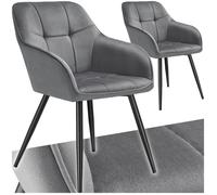 TecTake® Lot de 2 Chaises de Salle à Manger rembourrées Modernes Chaise Velours satiné Fauteuil Salon Chaise Scandinave Pieds en Acier Chaise pour Coiffeuse, Chambre, Coiffeuse, Salon, Dressing