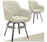 Chaises - TECTAKE - Lot de 2 fauteuils pivotants ALICON rembourrés avec accoudoirs et dossier continu - Gris/Beige