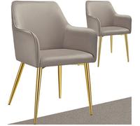 Chaise - TECTAKE - Lot de 2 fauteuils AVANE aspect velours rembourré au style scandinave ergonomique, 55 x 63,5 x 86,5 cm - Taupe